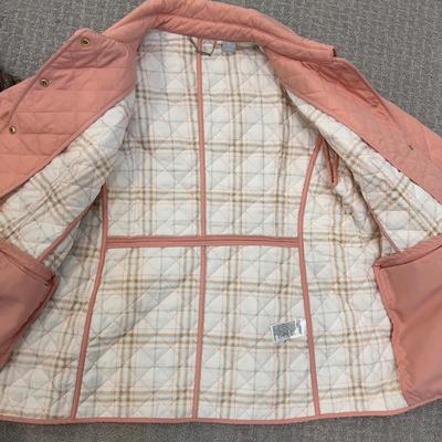 497 CHICO'S Pink Quilted Jacket with Scarf Size 3P