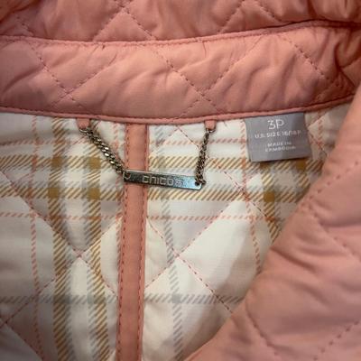 497 CHICO'S Pink Quilted Jacket with Scarf Size 3P