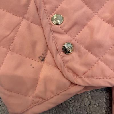 497 CHICO'S Pink Quilted Jacket with Scarf Size 3P