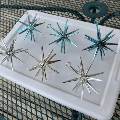 6 Vintage Starburst Ornaments