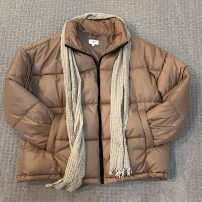 499 Ladies BP by Nordstrom Quilted Jacket with Accent Scarf