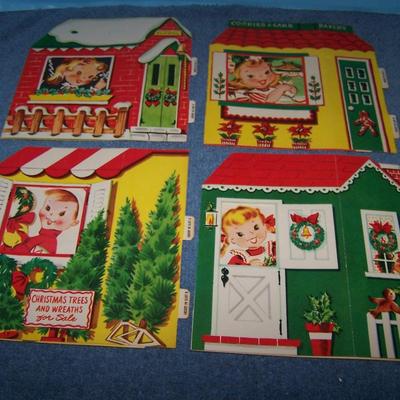 LOT 136  ADORABLE VINTAGE CHRISTMAS CARDS SANTA'S LITTLE HELPERS c1950S