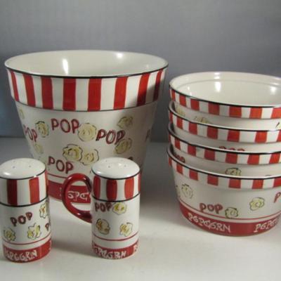 Painted Ceramic 7 Piece Popcorn Set