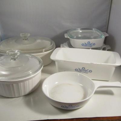 Collection of Corningware Bake Ware- French White and Blue Cornflower