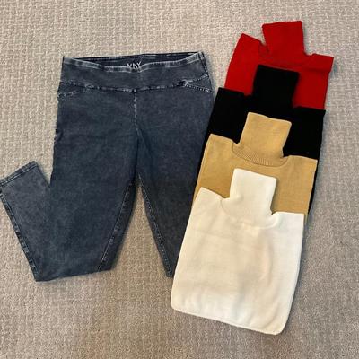 525 Marc NY Stonewash Jeggings with Four "Dickeys" Turtlenecks