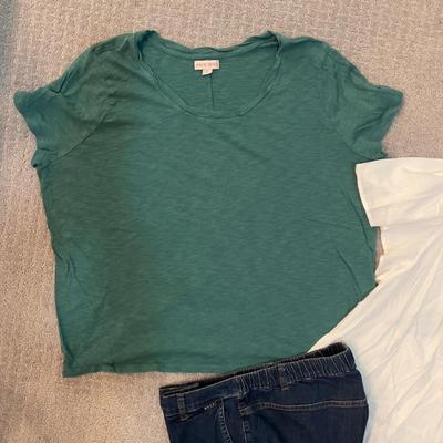 531 Knox Rose Green and White Top with MASAI Pull on Denim