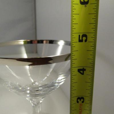 Vintage Fostoria Platinum Rim Champagne/Tall Sherbet Glasses- 'Wedding Ring' Pattern- 7 Pieces