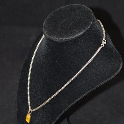 925 Sterling Silver Chain with 925 Baltic Amber Pendant 18â€ 7.8g