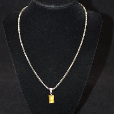 925 Sterling Silver Chain with 925 Baltic Amber Pendant 18â€ 7.8g