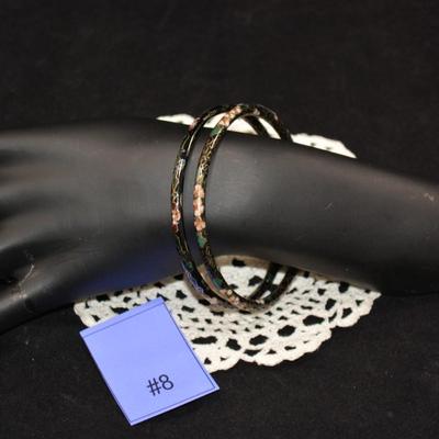 Set of 2 CloisonnÃ© Bangle Bracelets 9â€ 25.3g