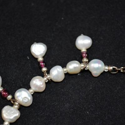Sterling Silver Bracelet with Fresh Water Pearls 7.5â€ 11.29g