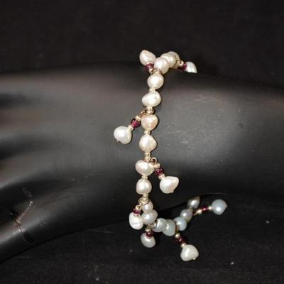 Sterling Silver Bracelet with Fresh Water Pearls 7.5â€ 11.29g