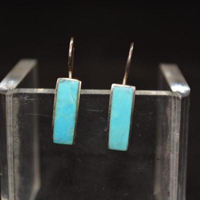 Vintage 925 Sterling Silver & Turquoise Drop Earrings 3.3g