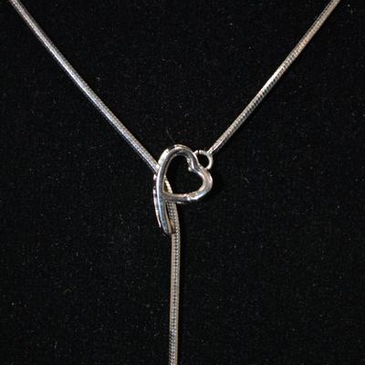 925 Sterling Silver Box Chain with Heart & Cultured Pearl 18â€ 4.5g