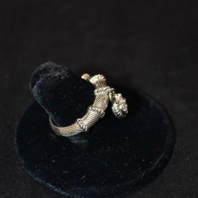 Judith Ripka 925 Sterling Silver Floating Heart Ring Size 8, 6.0g