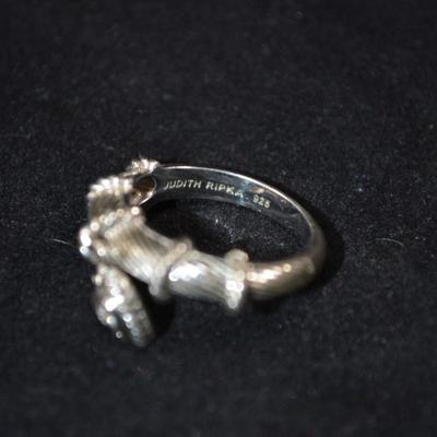 Judith Ripka 925 Sterling Silver Floating Heart Ring Size 8, 6.0g