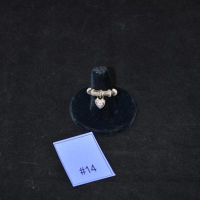 Judith Ripka 925 Sterling Silver Floating Heart Ring Size 8, 6.0g