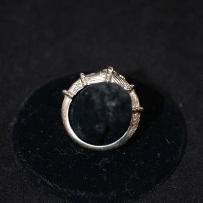 Judith Ripka 925 Sterling Silver Floating Heart Ring Size 8, 6.0g