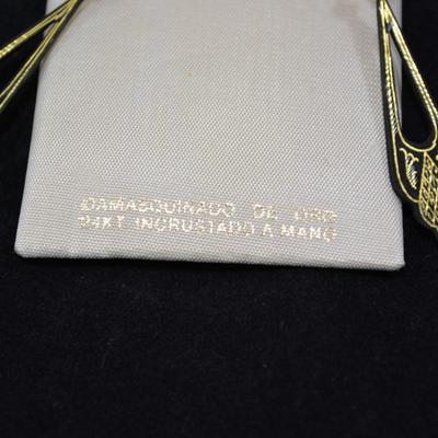Damascened 24k Inlay Drop Earrings 2.6g