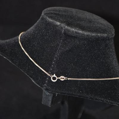 925 Sterling Silver Box Chain with 925 Diamond Chip & Sapphire Pendant 18â€, 7.2g