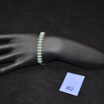 Vintage â€˜60â€™s-â€˜70â€™s Sterling & Turquoise Cuff Bracelet, Adjustable 12.5g