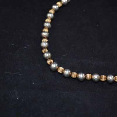10k Gold Bead & 925 Sterling Bead Bracelet 7â€, 7.7g