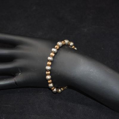 10k Gold Bead & 925 Sterling Bead Bracelet 7â€, 7.7g