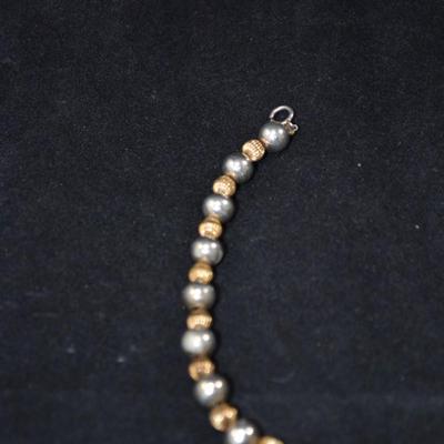 10k Gold Bead & 925 Sterling Bead Bracelet 7â€, 7.7g