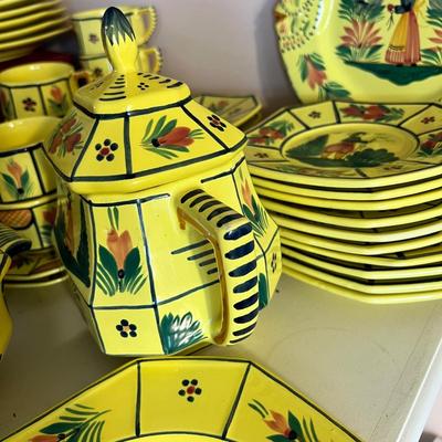 Lot 49 Pieces Vintage Quimper Faience, France Dinnerware Serveware