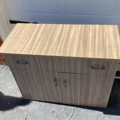 Modern chest, vinyl covered drawer with 3 separated sections, 2 door, with 2 shelves 27"H 36"W 17"depth, 33"H with legs
