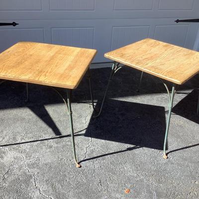 2 end-side tables-Wooden top & metal legs 23"H 24" x 24"