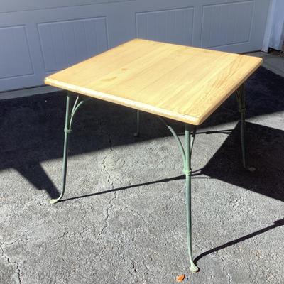 side table wooden top & metal legs 22"H 24" x 24"