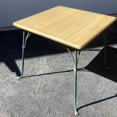 side table wooden top & metal legs 22"H 24" x 24"