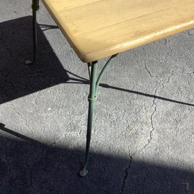 side table wooden top & metal legs 22"H 24" x 24"