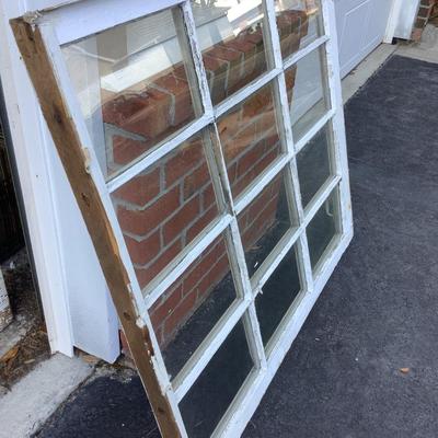 12 panel vintage wooden window 46"H 40"W