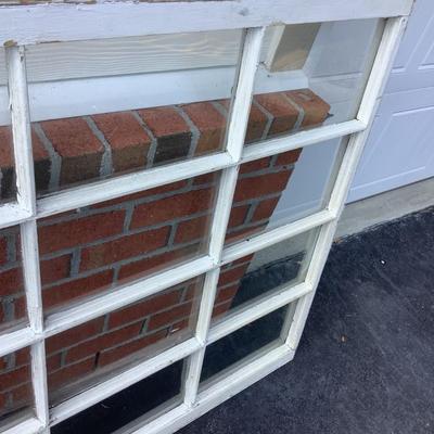 12 panel vintage wooden window 46"H 40"W