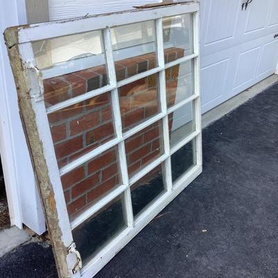 12 panel vintage wooden window 46"H 40"W