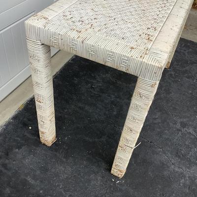 White Wicker Table 47"L 19"W 27"H