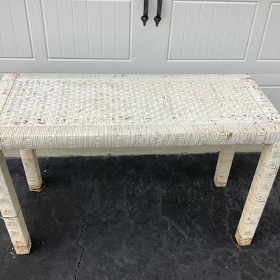 White Wicker Table 47"L 19"W 27"H