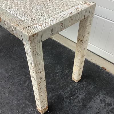 White Wicker Table 47"L 19"W 27"H
