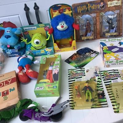 Toys-Rainbow Brite, Gerber baby, Blue's Clues, Monopoly, Monsters Inc, Beetlejuice, Simpsons, Harry Potter, Christina Aguilera