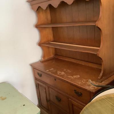 Sideboard, wooden dove tail 3 drawers, 2 doors, 33"H 45"L 18"depth -hutch top included separate piece-great project