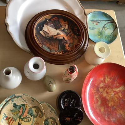 Asian coasters, Italian Platter, Norman Rockwell, marble egg 2 piece-13 pieces