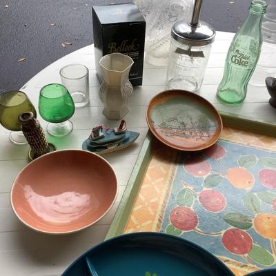 Belleek vase, Pope, tray, pottery, glassware- 22 pieces