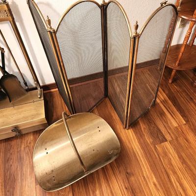 Lot #56 Fireplace Set - Tools, Screen, Log Holder