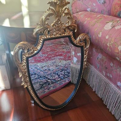 Regency Style Shield Shaped Carved Wood Mirror (SR-KL)