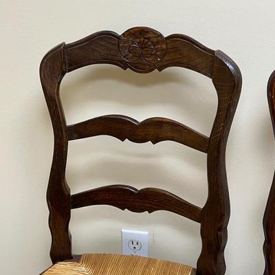 Set Of Four (4) ~ Solid Wood Ladder Back Rush Chairs