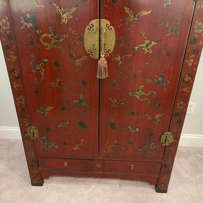 459 Antique Asian Butterfly Cabinet