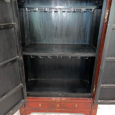 459 Antique Asian Butterfly Cabinet