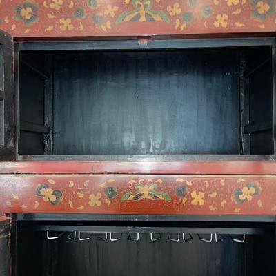 459 Antique Asian Butterfly Cabinet